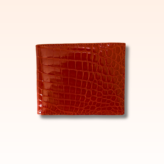 Bifold Crocodile Wallet Mandarine Glazed - MORELET®