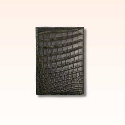Compact Crocodile Wallet Olive - MORELET®