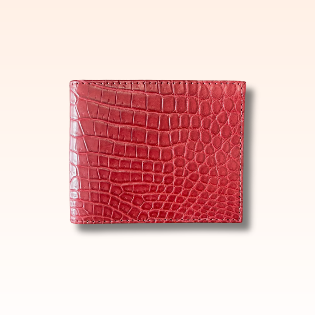 Bifold Crocodile Wallet Apple Candy Red