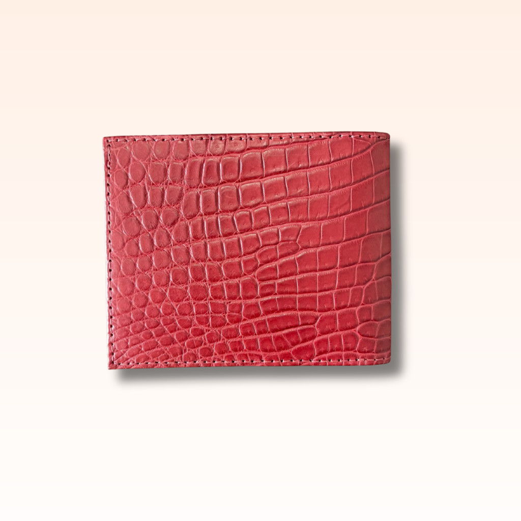 Bifold Crocodile Wallet Apple Candy Red