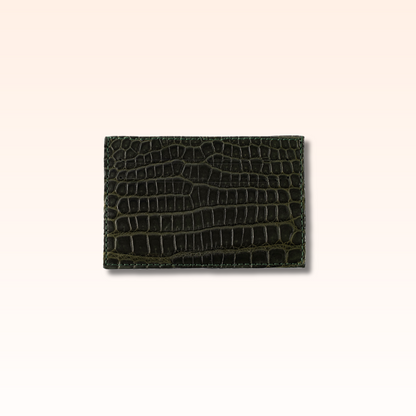 Crocodile Card Holder Olive - MORELET®