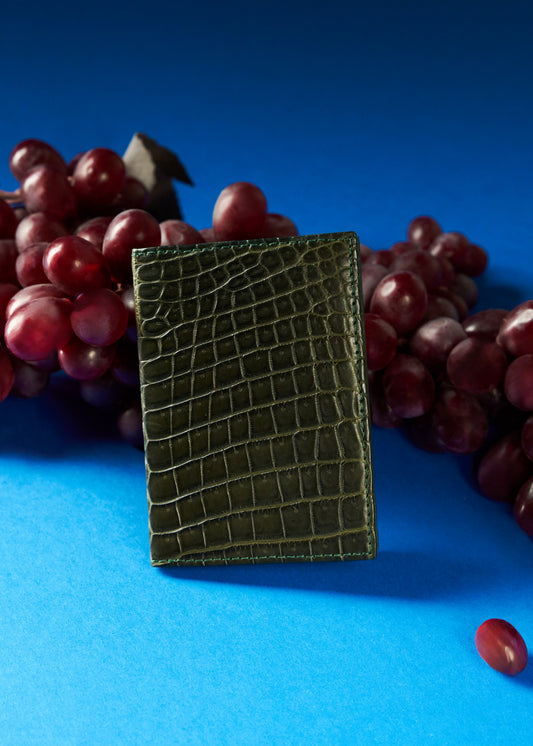 Compact Crocodile Wallet Olive - MORELET®
