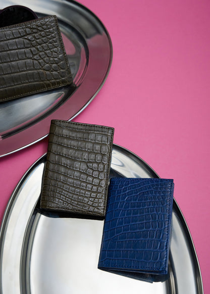 Compact Crocodile Wallet Nicotine - MORELET®