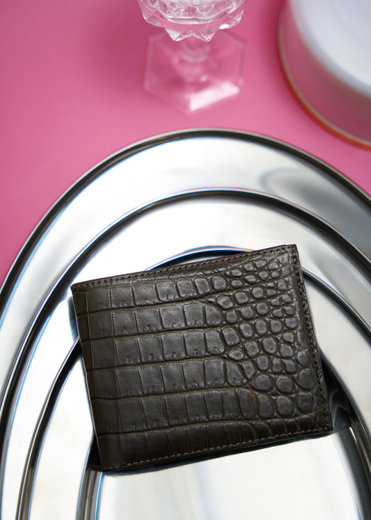 Bifold Crocodile Wallet Nicotine - MORELET®
